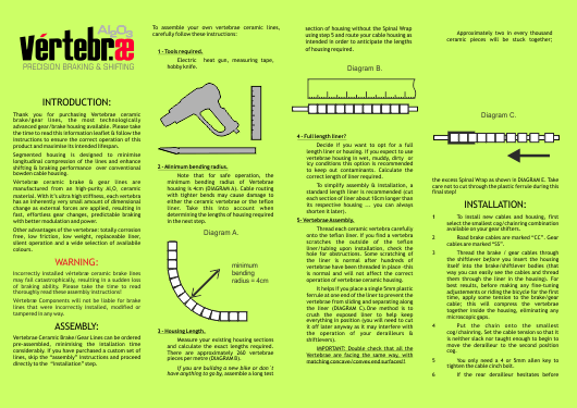 Download vertebrae cable housing assembly / installation instructions in pdf format